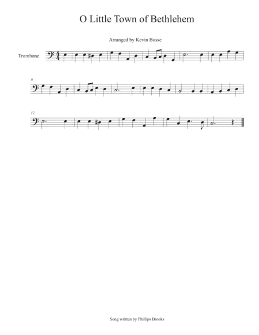 O Little Town of Bethlehem - Trombone Trombone Solo scores gallery preview page 1