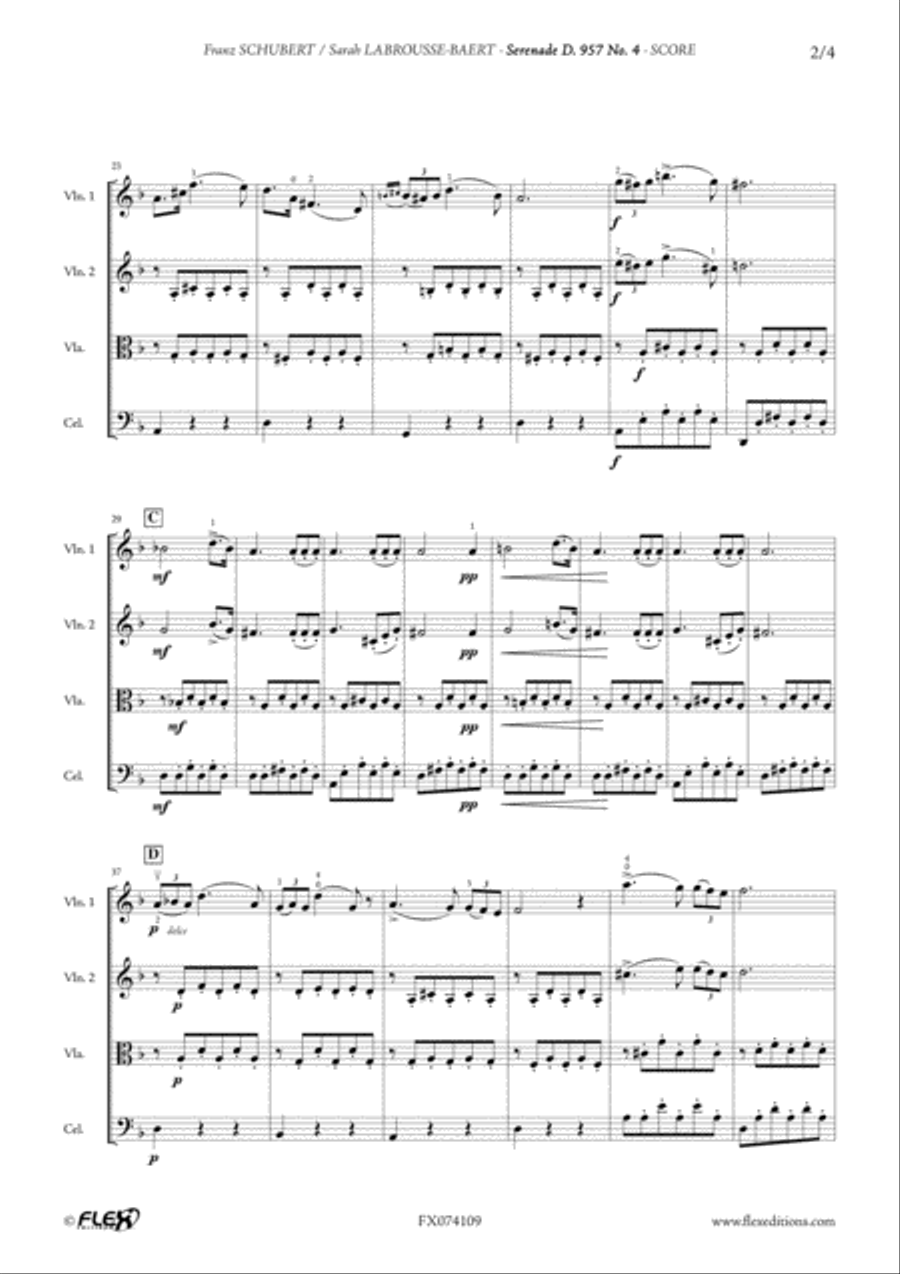 Serenade D. 957 No. 4 - Leise flehen meine Lieder String Quartet scores gallery preview page 4