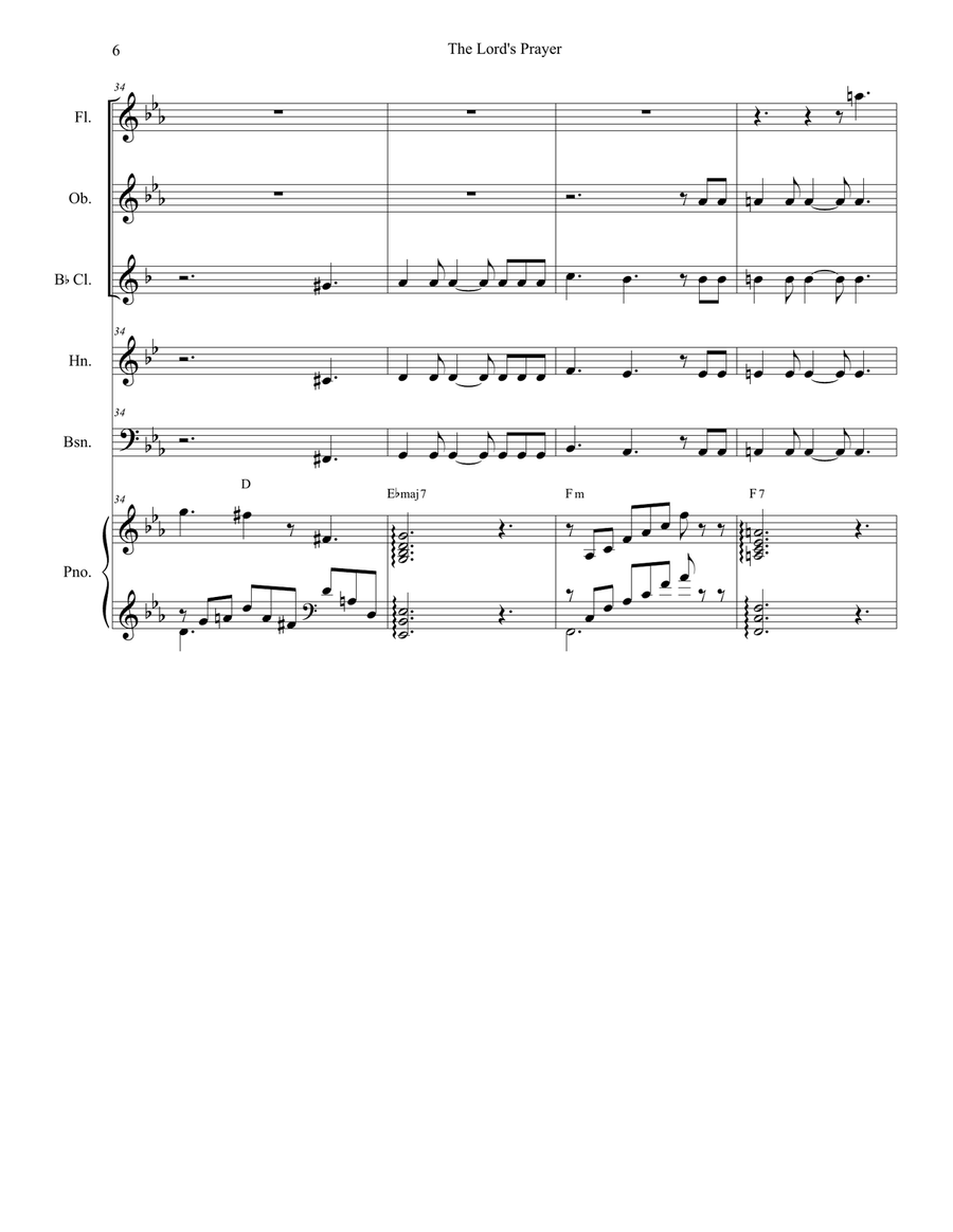 The Lord's Prayer Woodwind Quintet scores gallery preview page 6