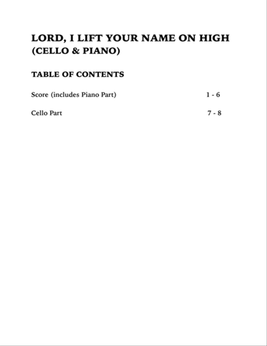 Lord, I Lift Your Name On High Piano scores gallery preview page 4