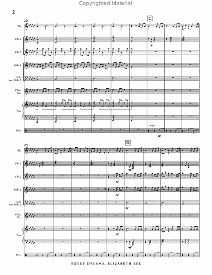 Sweet Dreams, Elizabeth Lee Percussion Ensemble scores gallery preview page 3
