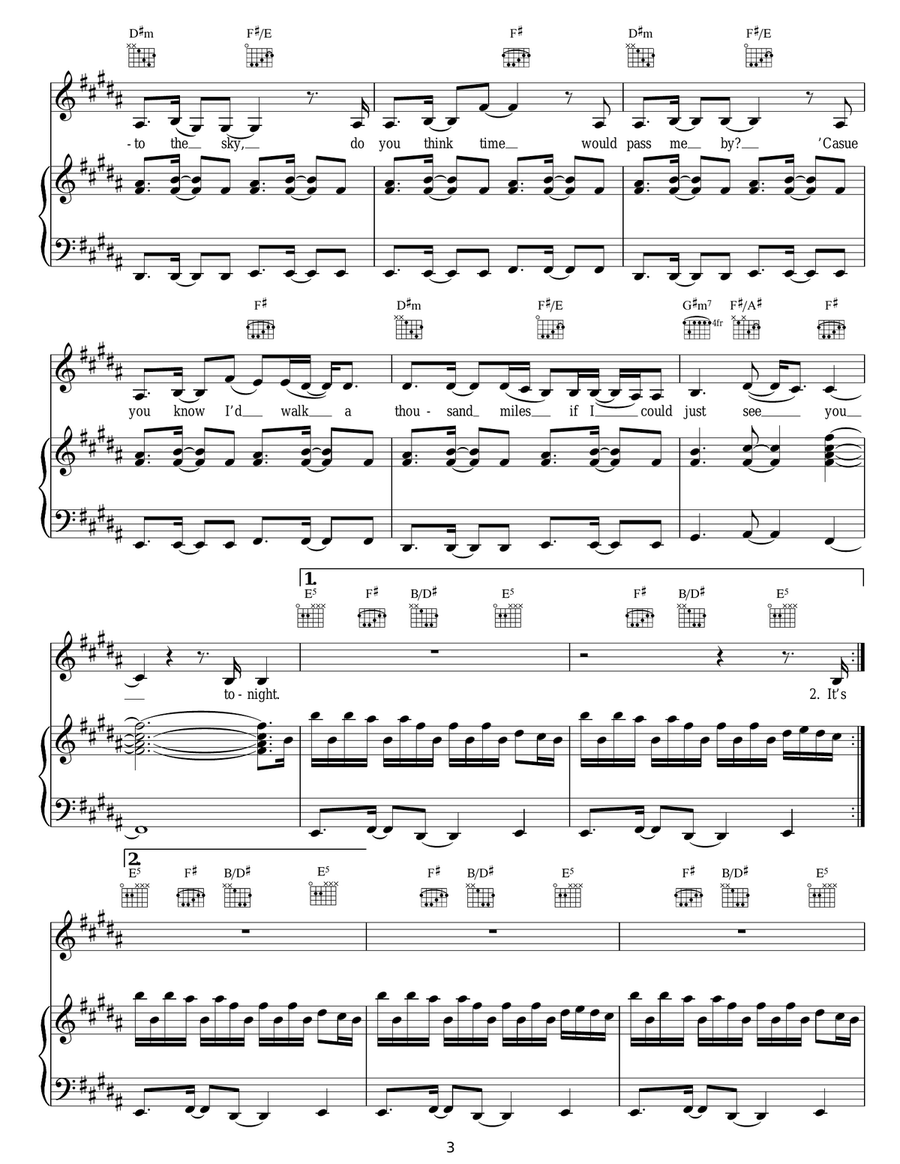 A Thousand Miles Piano, Vocal scores gallery preview page 3