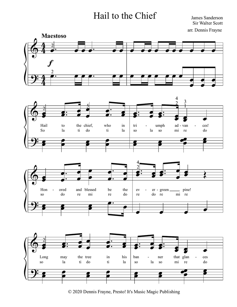 Hail to the Chief Piano Solo scores gallery preview page 1