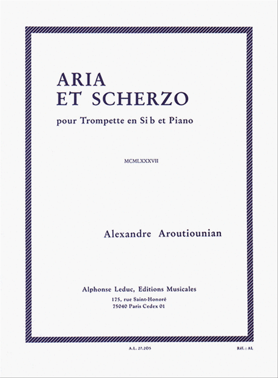 Alexandre Aroutiounian - Aria Et Scherzo Pour Trompette En Si Bemol Et Piano Trumpet Solo scores gallery preview page 1