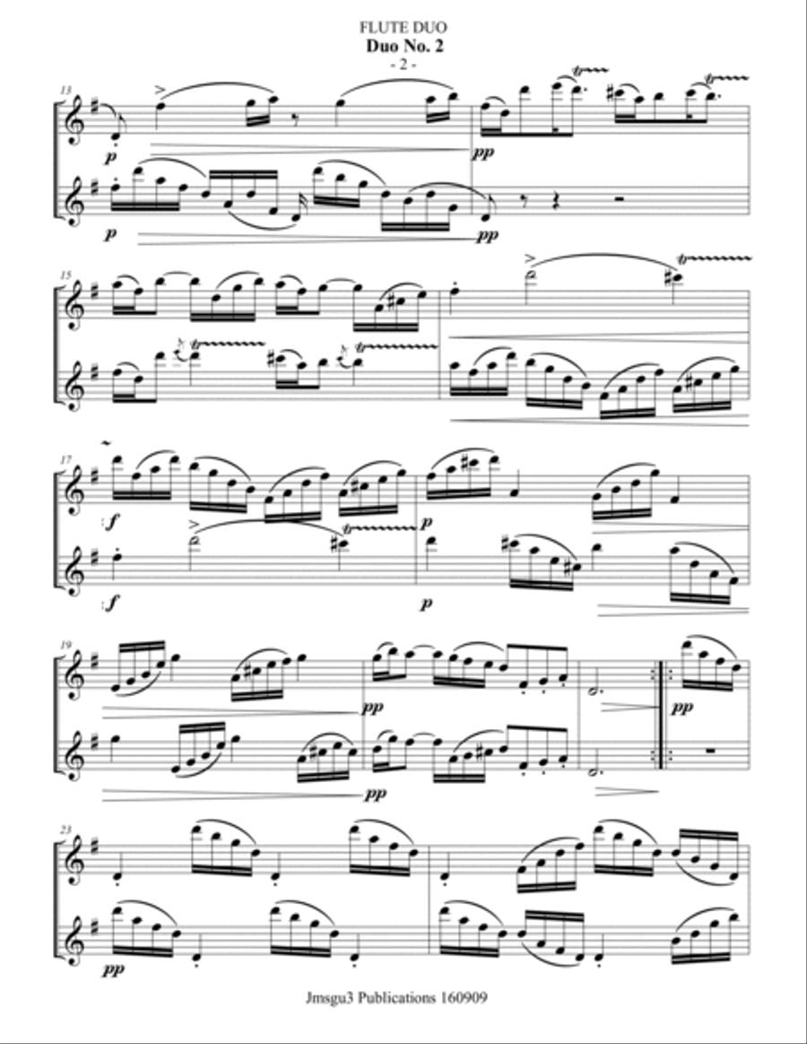 WF Bach: Duet No. 2 for Flute Duo Flute Duet scores gallery preview page 2