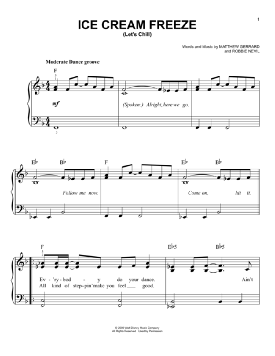 Ice Cream Freeze (Let's Chill) Easy Piano scores gallery preview page 1