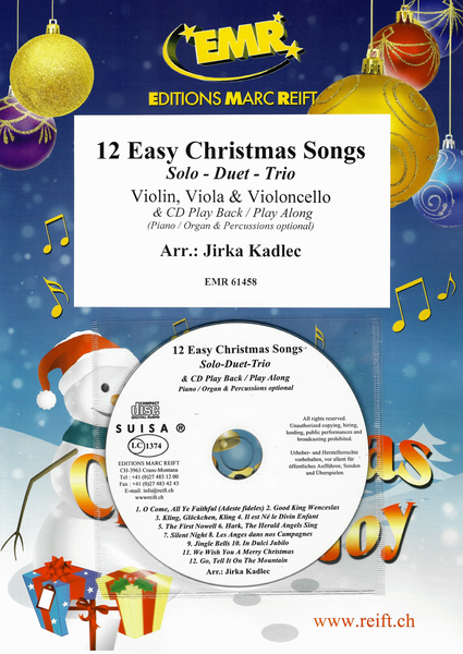 12 Easy Christmas Songs by Jirka Kadlec String Duet - Sheet Music