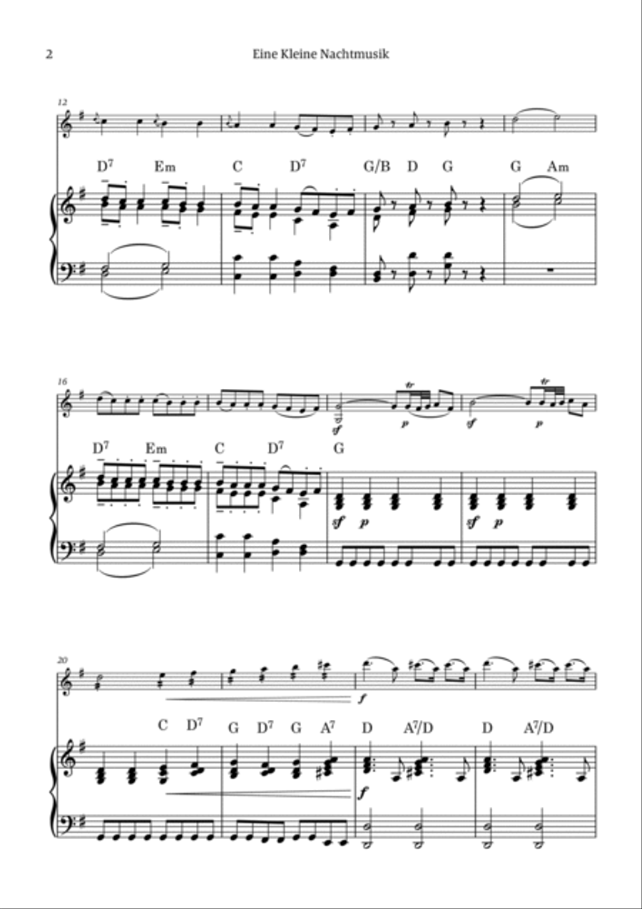 Eine Kleine Nachtmusik (for solo violin with piano accompaniment) Violin Solo scores gallery preview page 2