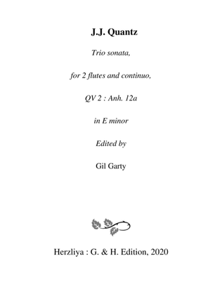 Book cover for Trio sonata QV 2 Anh. 12a for 2 flutes and continuo in E minor