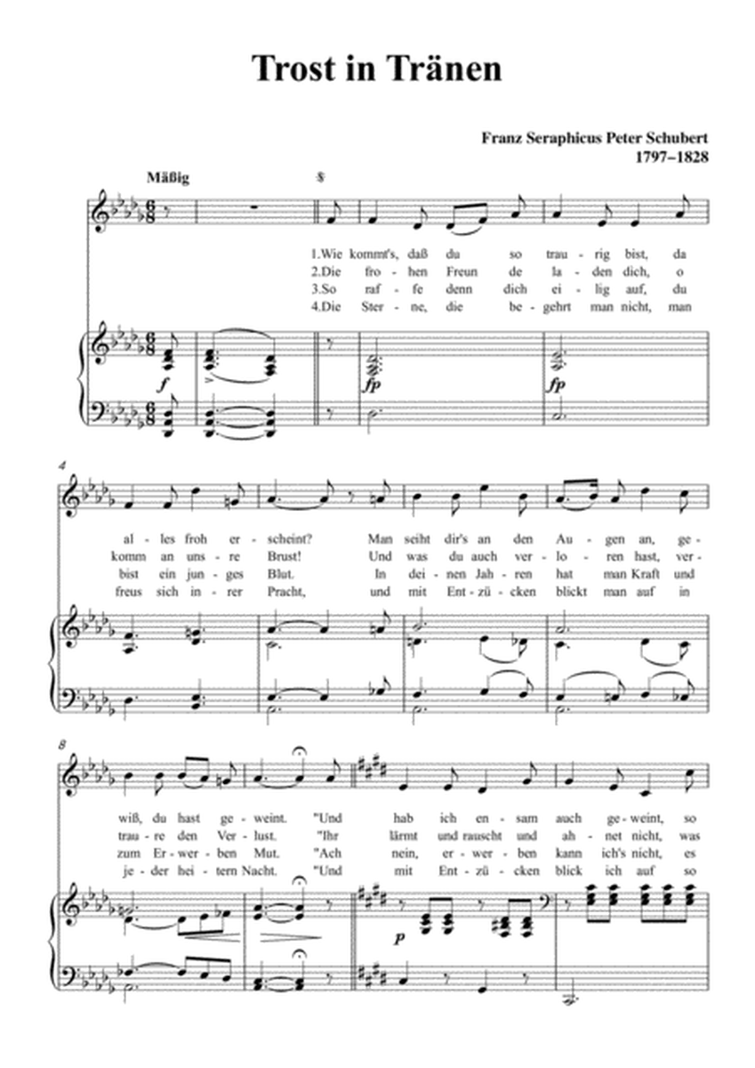 Schubert-Trost in Tränen,in D flat Major,for Voice&Piano image number null