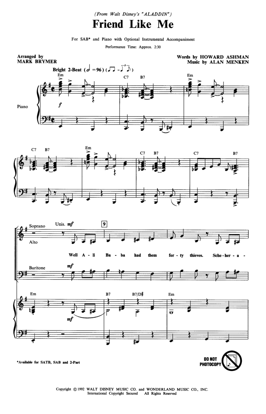 Friend Like Me (from Aladdin) (arr. Mark Brymer) 3-Part scores gallery preview page 1