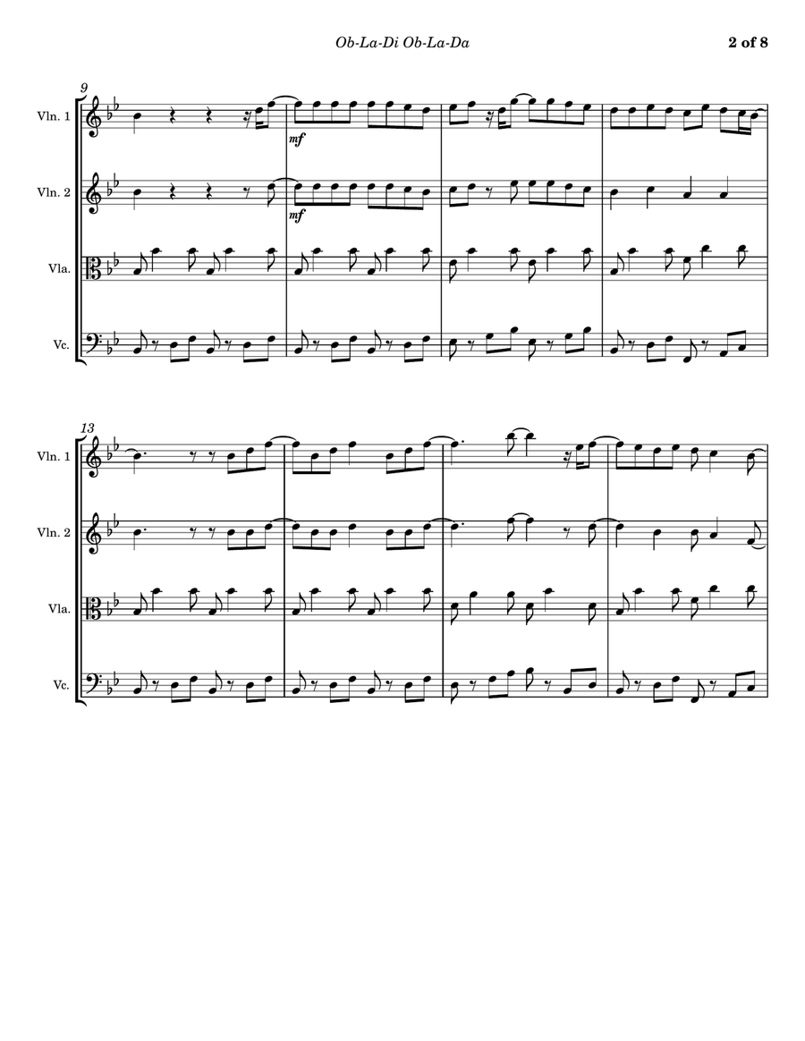 Ob-la-di, Ob-la-da Ob-la-di, Ob-la-da String Quartet scores gallery preview page 2