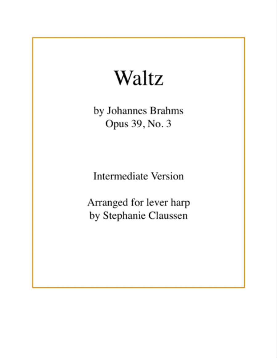 Waltz (Brahms Op 39, No 3.) - (Intermediate Lever Harp) Celtic Harp scores gallery preview page 1