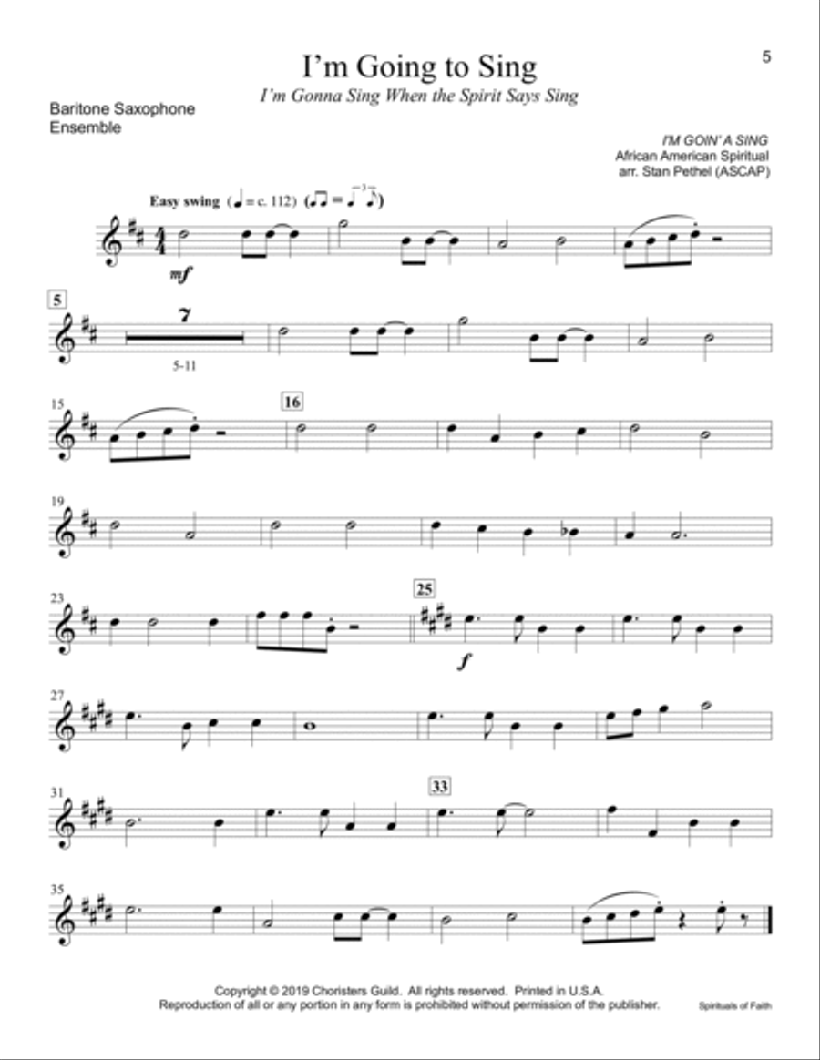 Spirituals of Faith - Baritone Saxophone Baritone Saxophone scores gallery preview page 5