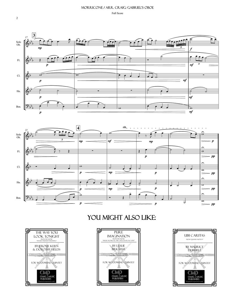 Gabriel's Oboe Woodwind Quintet scores gallery preview page 3