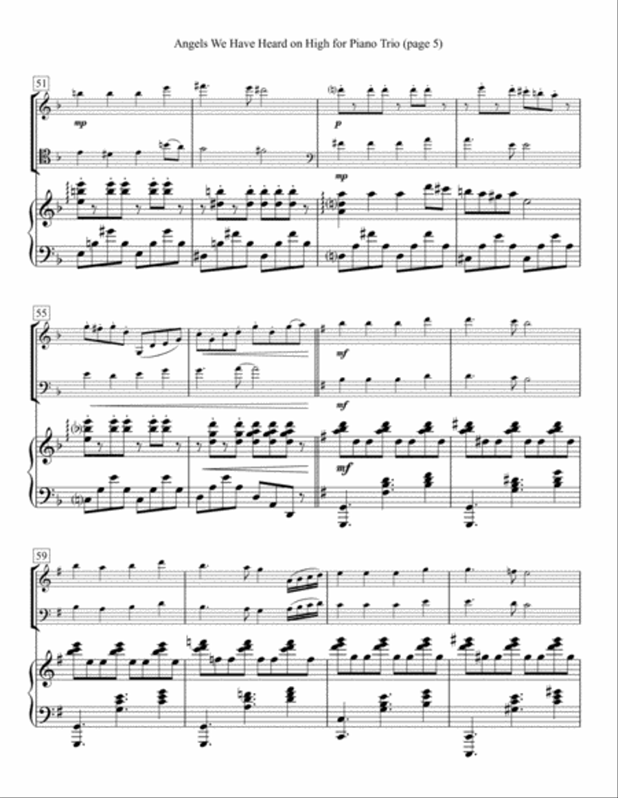 Angels We Have Heard on High for Piano Trio Piano Trio scores gallery preview page 5