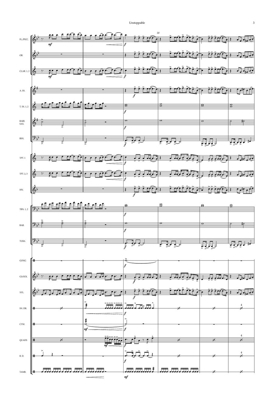 Unstoppable Concert Band scores gallery preview page 3