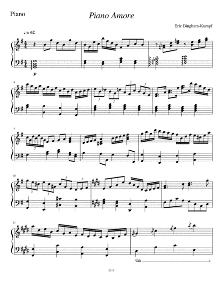 Piano Amore Piano Amore Piano Solo scores gallery preview page 1