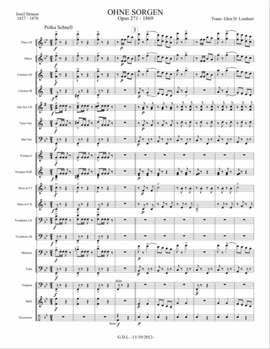 Ohne Sorgen Polka Ohne Sorgen Polka Concert Band scores gallery preview page 1