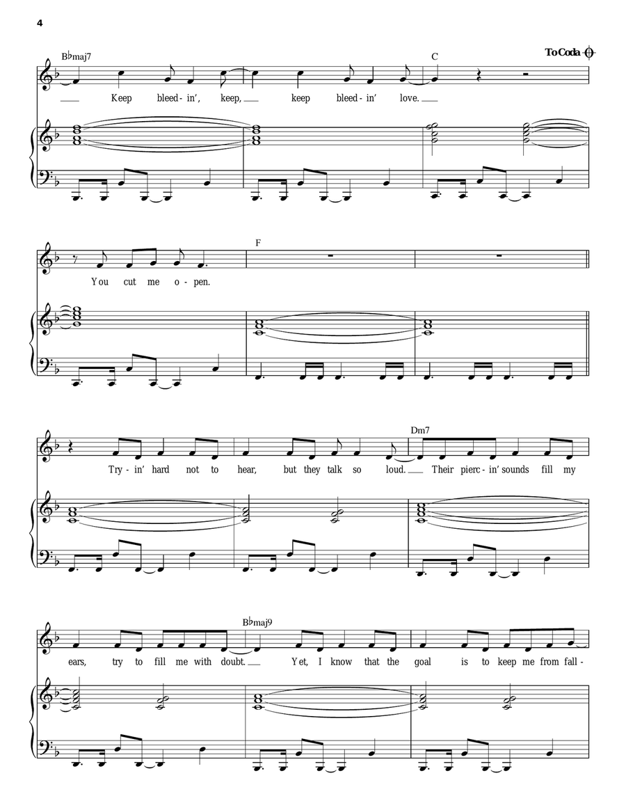 Bleeding Love Bleeding Love Piano, Vocal scores gallery preview page 4