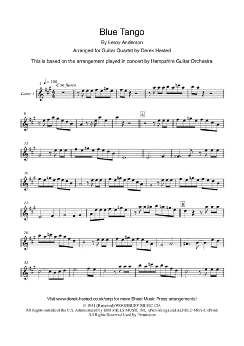 Blue Tango for Guitar Quartet/Large Ensemble image number null
