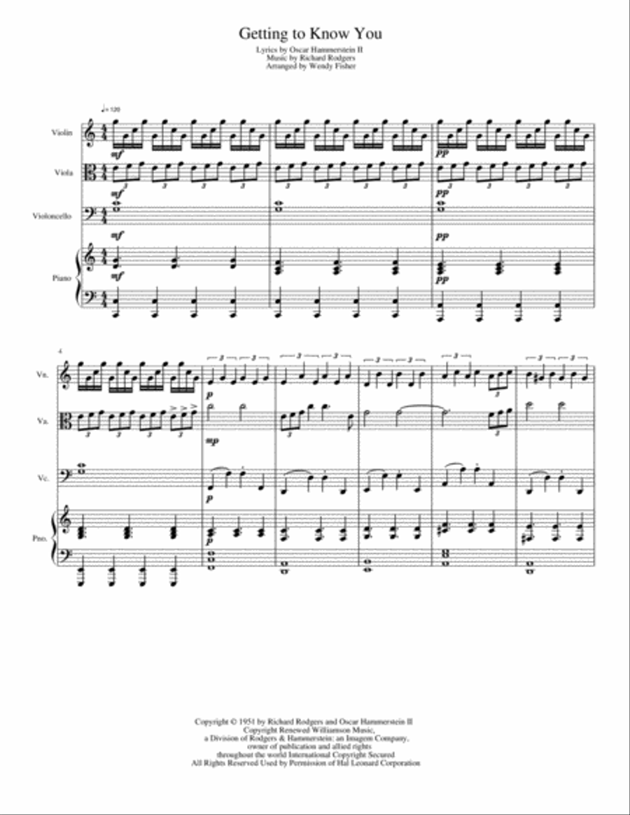 Getting To Know You Piano Quartet scores gallery preview page 1
