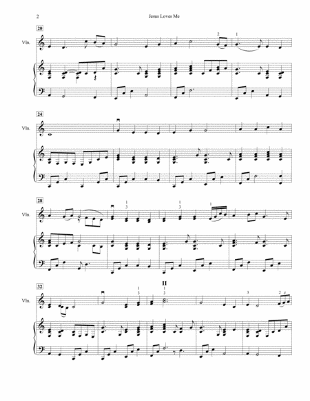 Jesus Loves Me, for Violin and Piano by William B. Bradbury Violin Solo - Digital Sheet Music