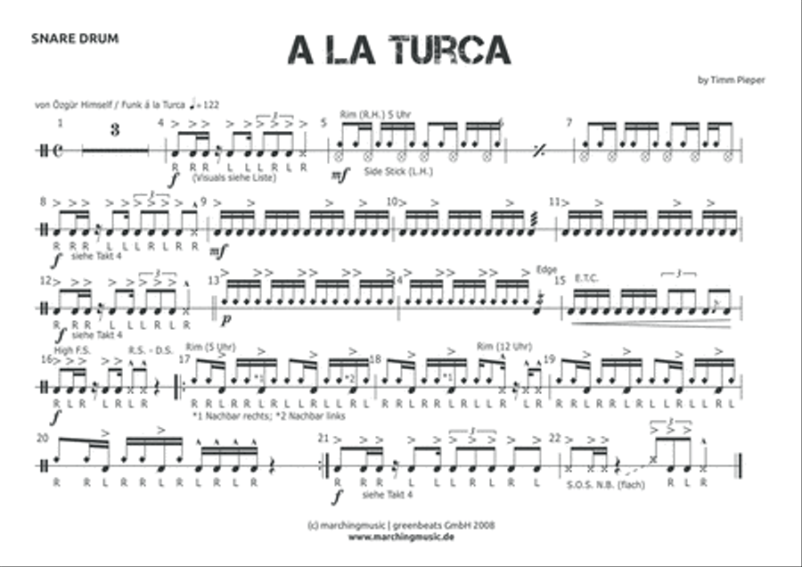 A LA TURCA (Street Cadence) Drum Set scores gallery preview page 5