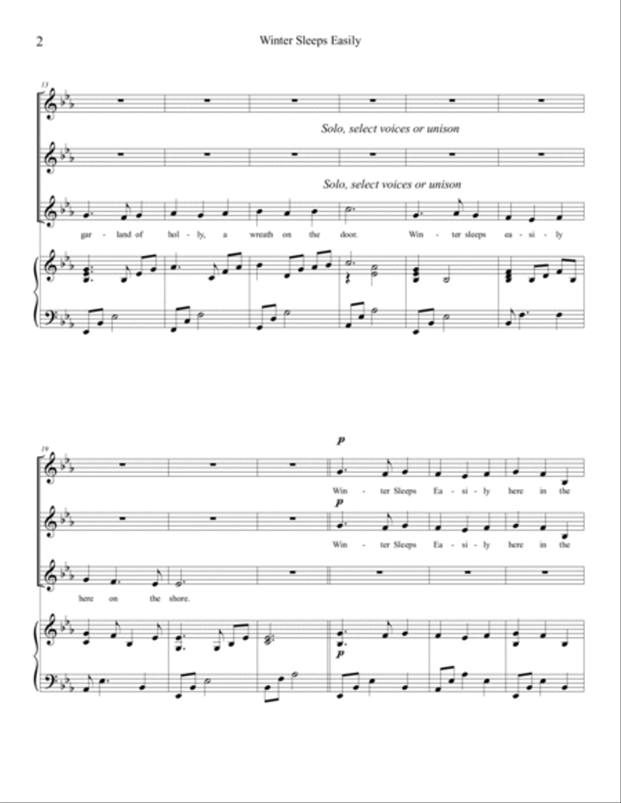 Winter Sleeps Easily ~ SSA Version SSA scores gallery preview page 3