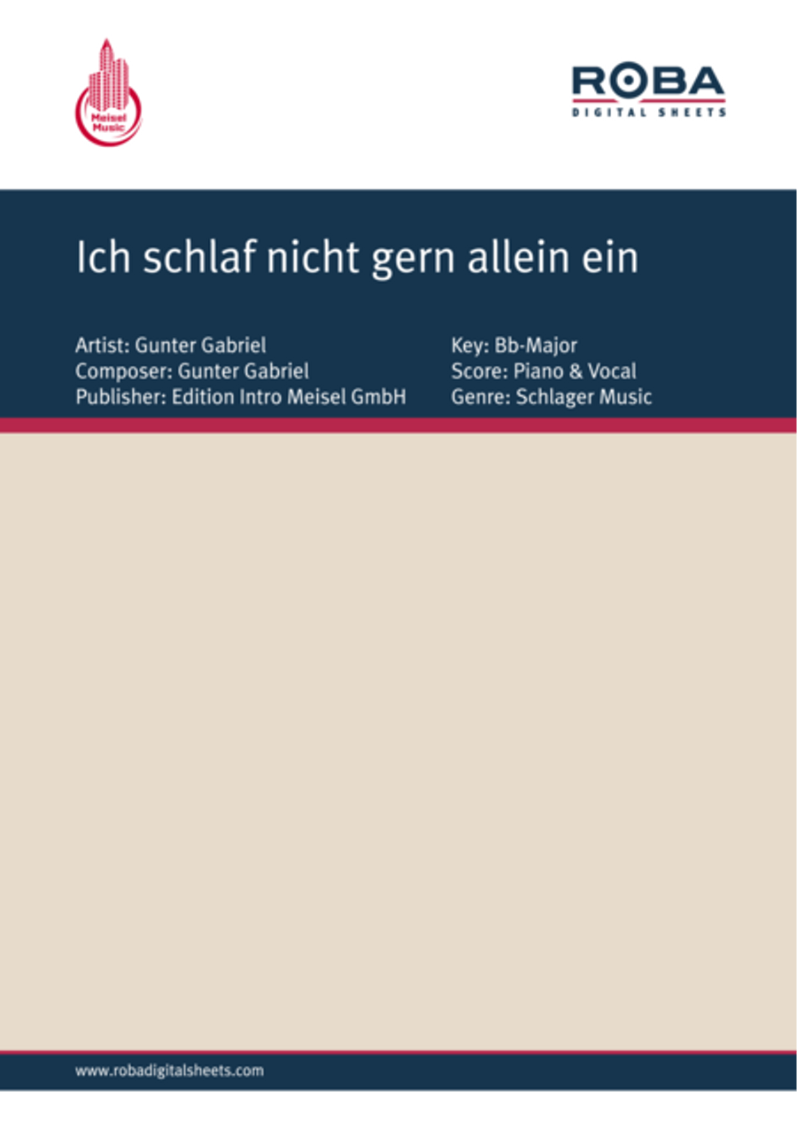 Ich schlaf nicht gern allein ein Piano, Vocal scores gallery preview page 1