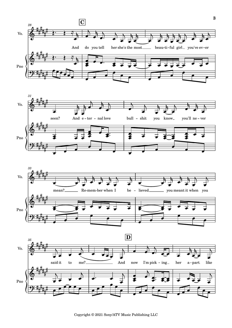 Happier Happier Piano, Vocal scores gallery preview page 3