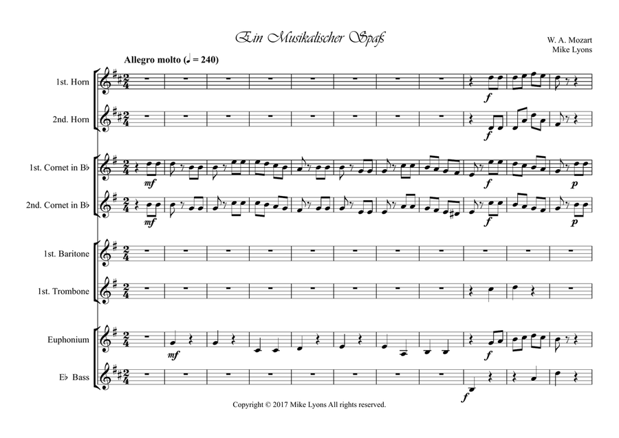 Brass Octet - Mozart - Ein Musikalischer Spaß Large Ensemble scores gallery preview page 3