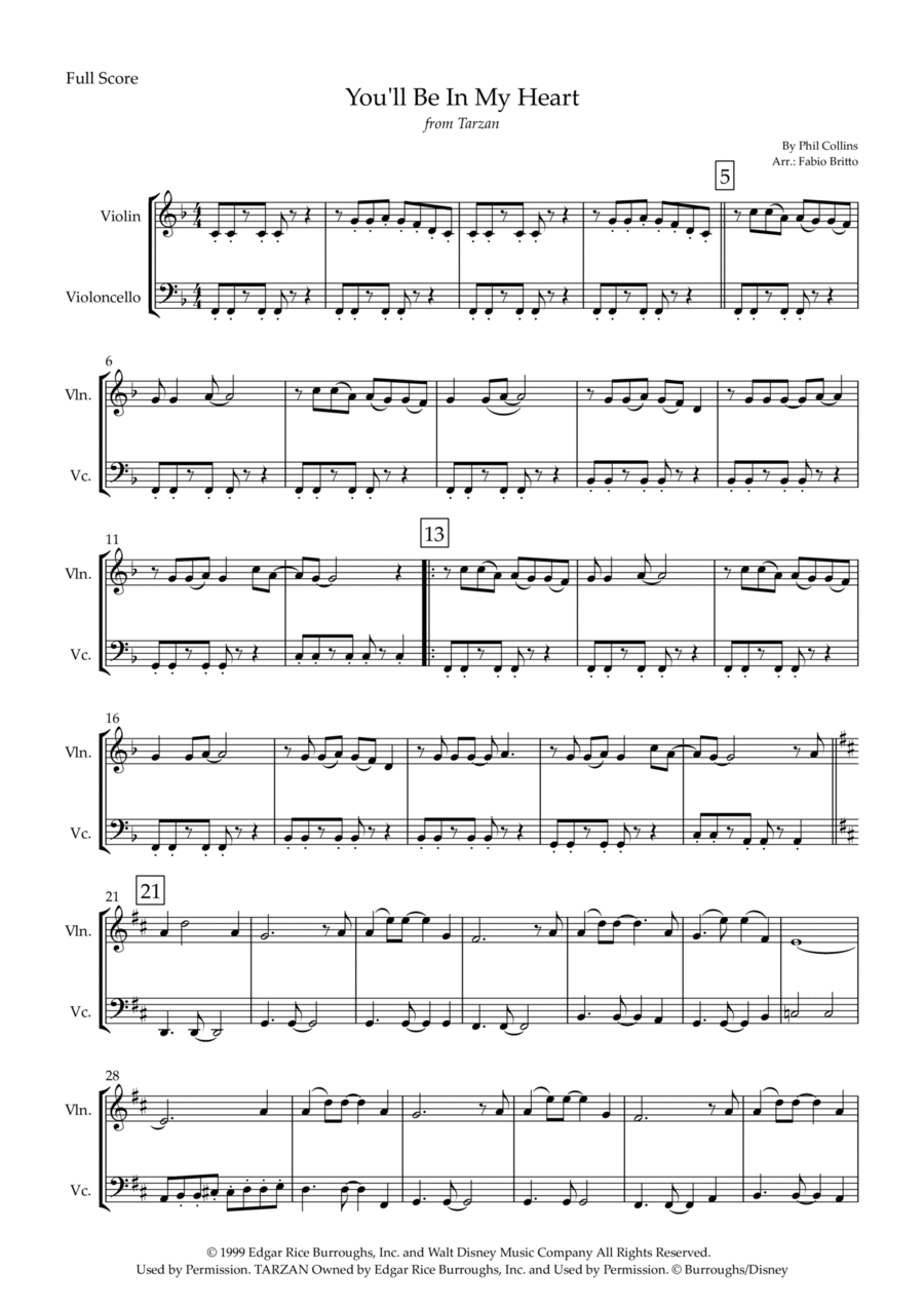 You'll Be In My Heart You'll Be In My Heart String Duet scores gallery preview page 1