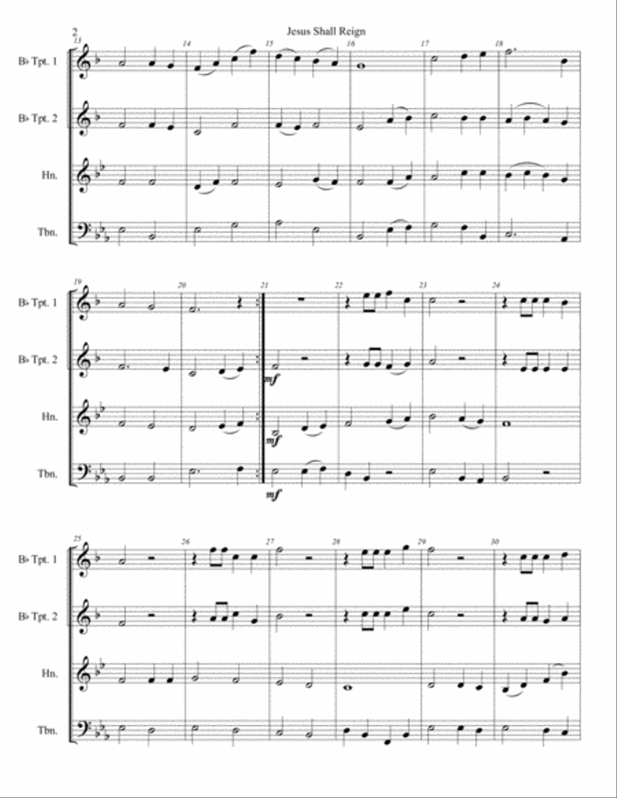 Jesus Shall Reign (Brass Quartet) Brass Quartet scores gallery preview page 3