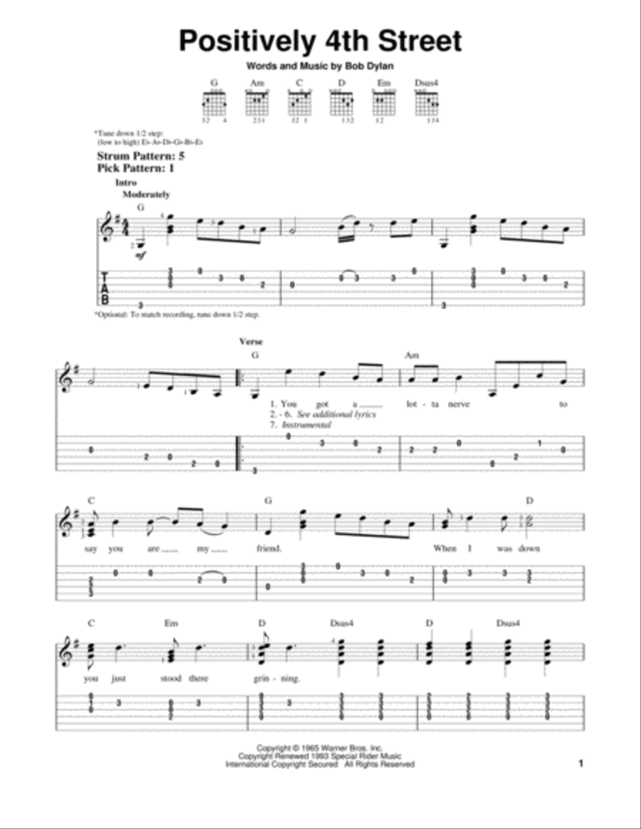 Positively 4th Street Positively 4th Street Acoustic Guitar scores gallery preview page 1