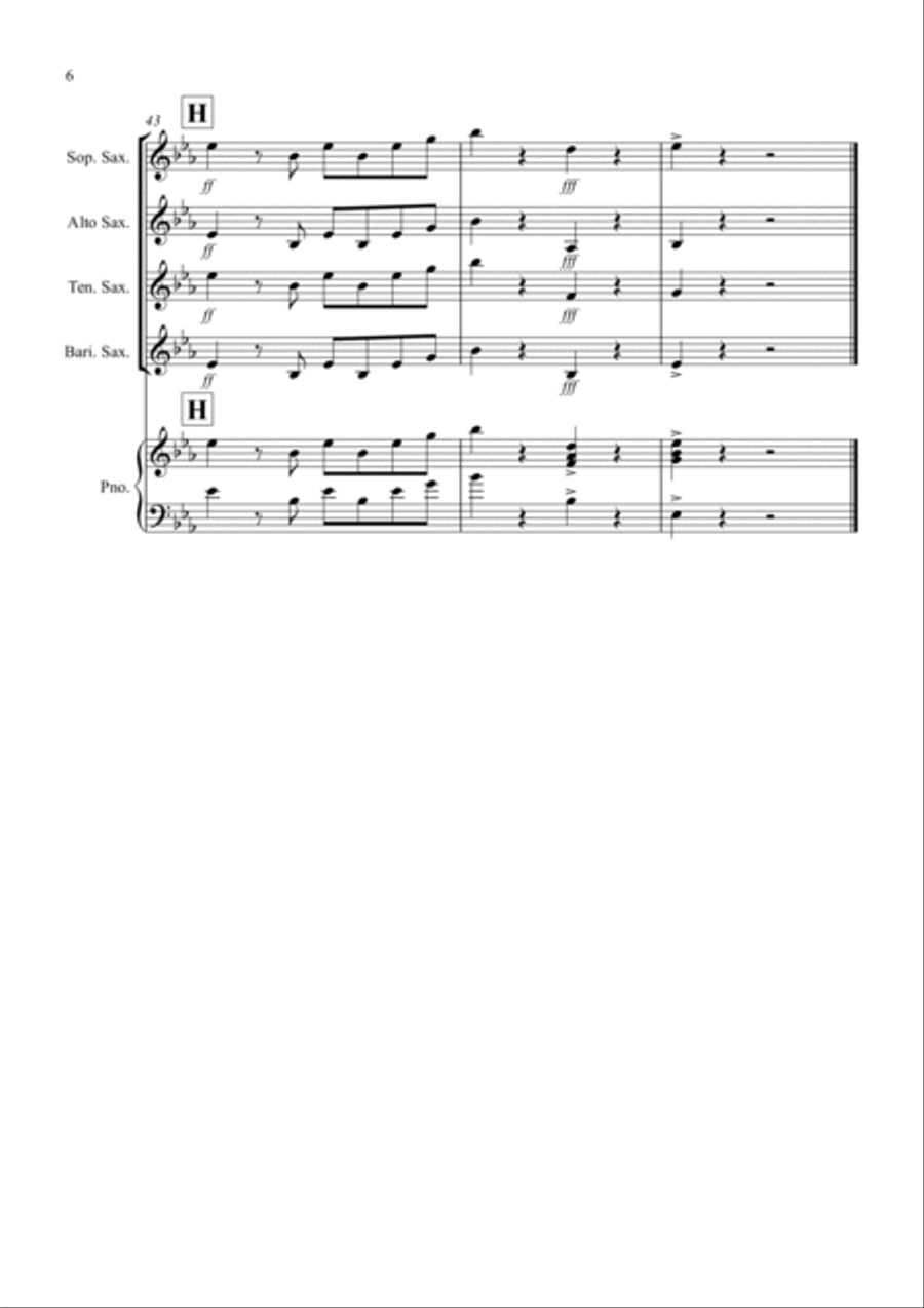 Eine Kleine Nachtmusik (1st movement) for Saxophone Quartet Saxophone Quartet scores gallery preview page 6