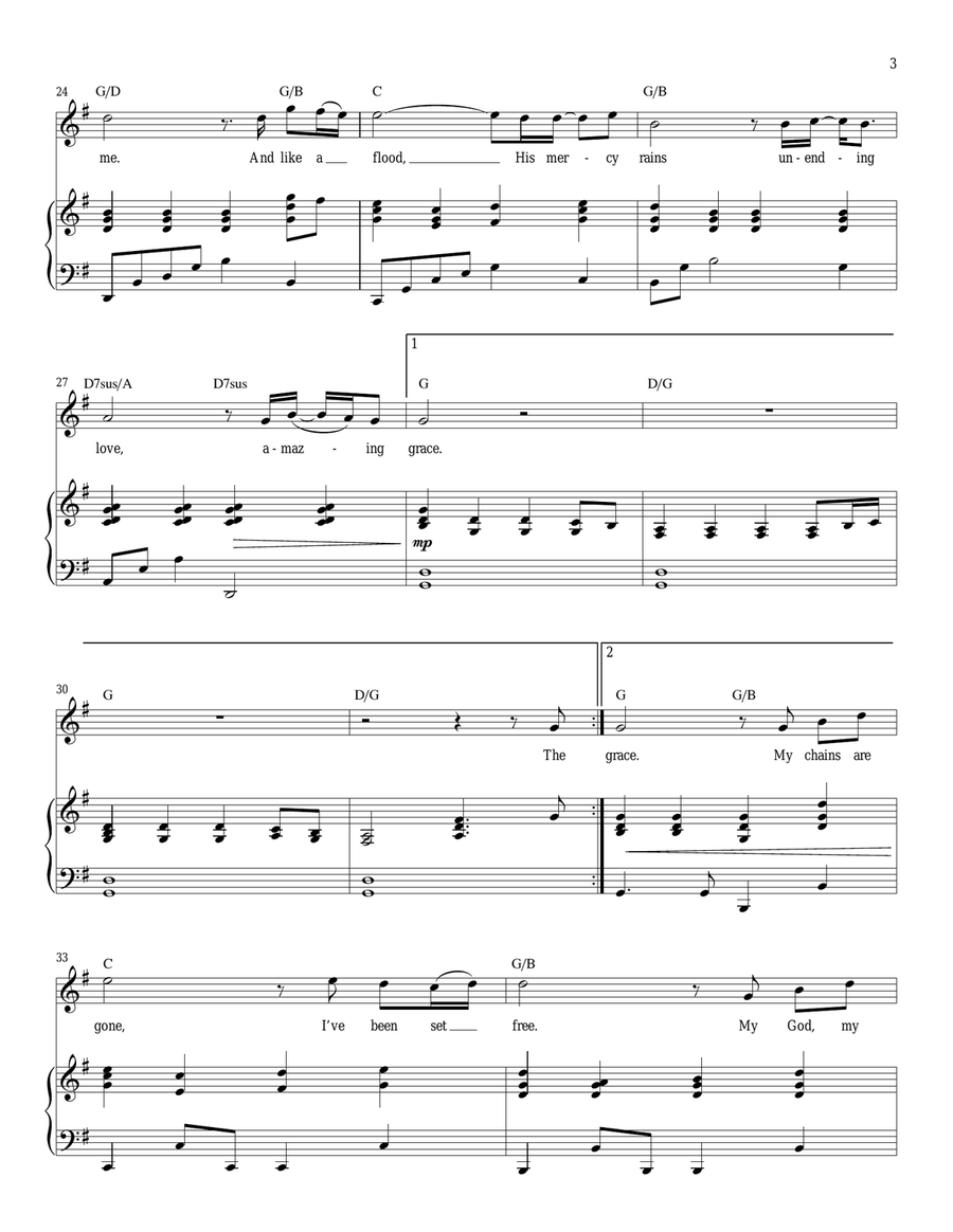 Amazing Grace (My Chains Are Gone) Piano, Vocal scores gallery preview page 3