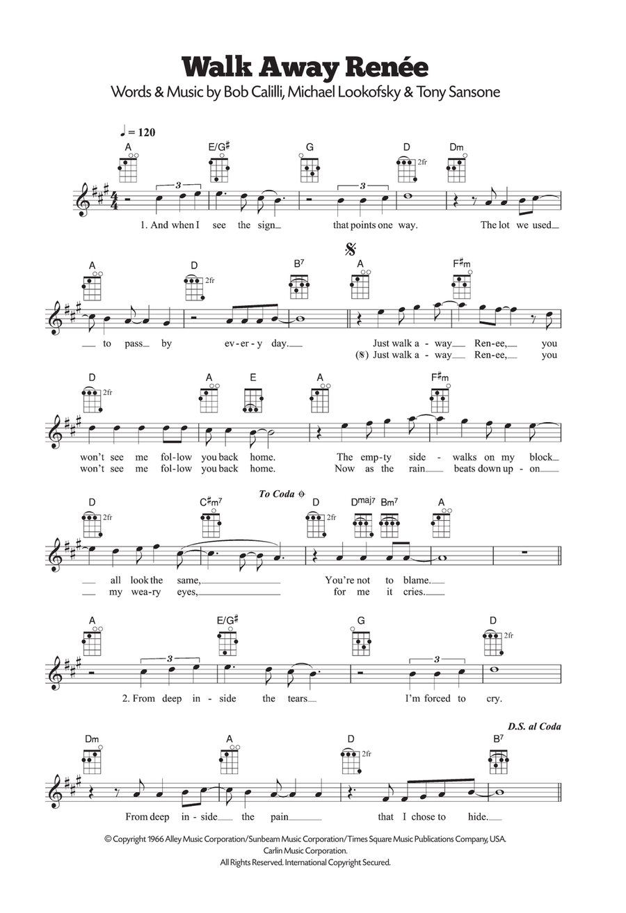 Walk Away, Renee Walk Away, Renee Ukulele scores gallery preview page 1