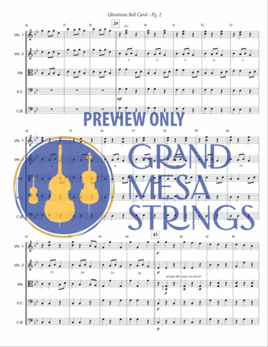 Ukrainian Bell Carol String Orchestra scores gallery preview page 3