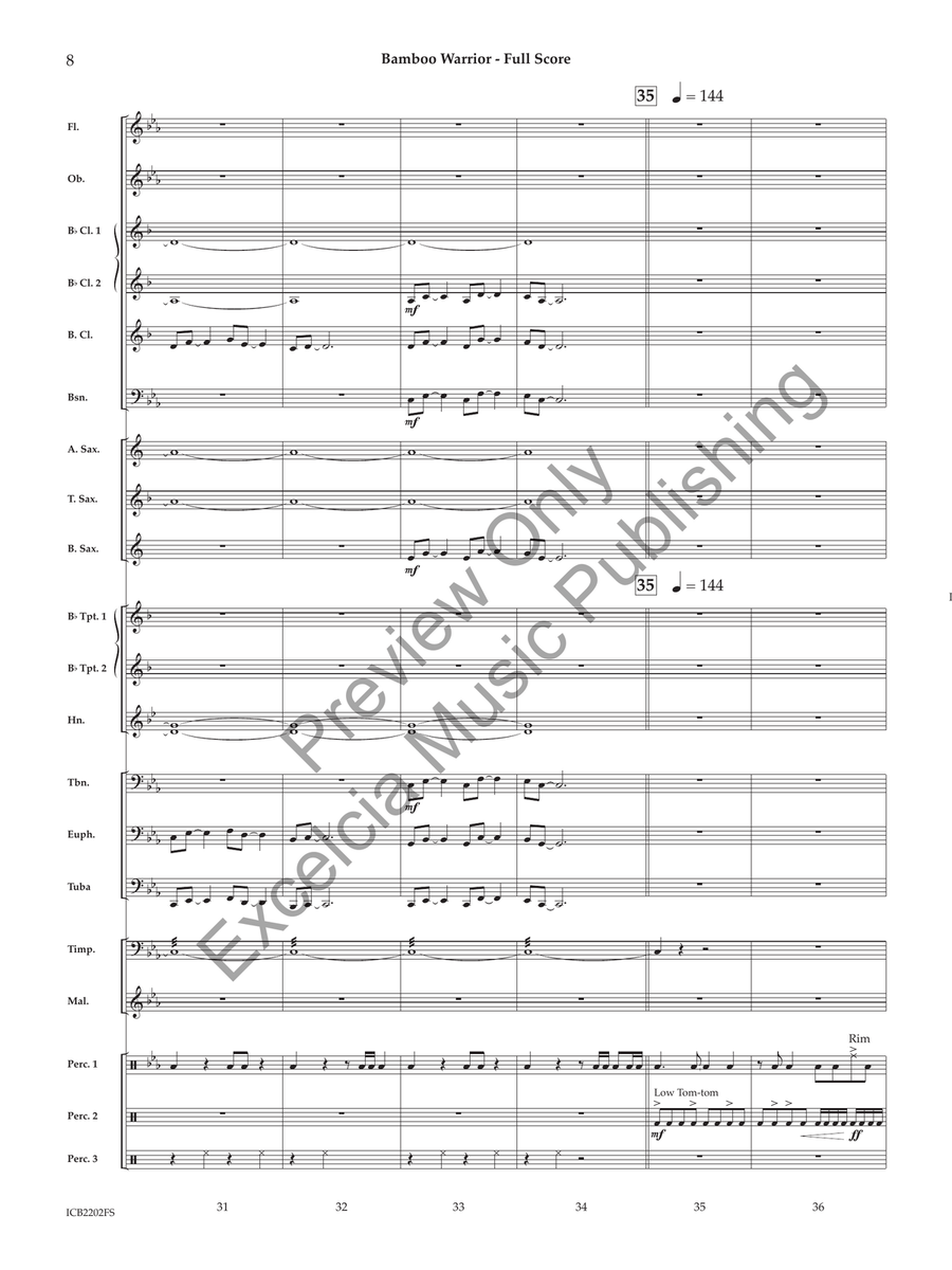 Bamboo Warrior (Score) Concert Band scores gallery preview page 9