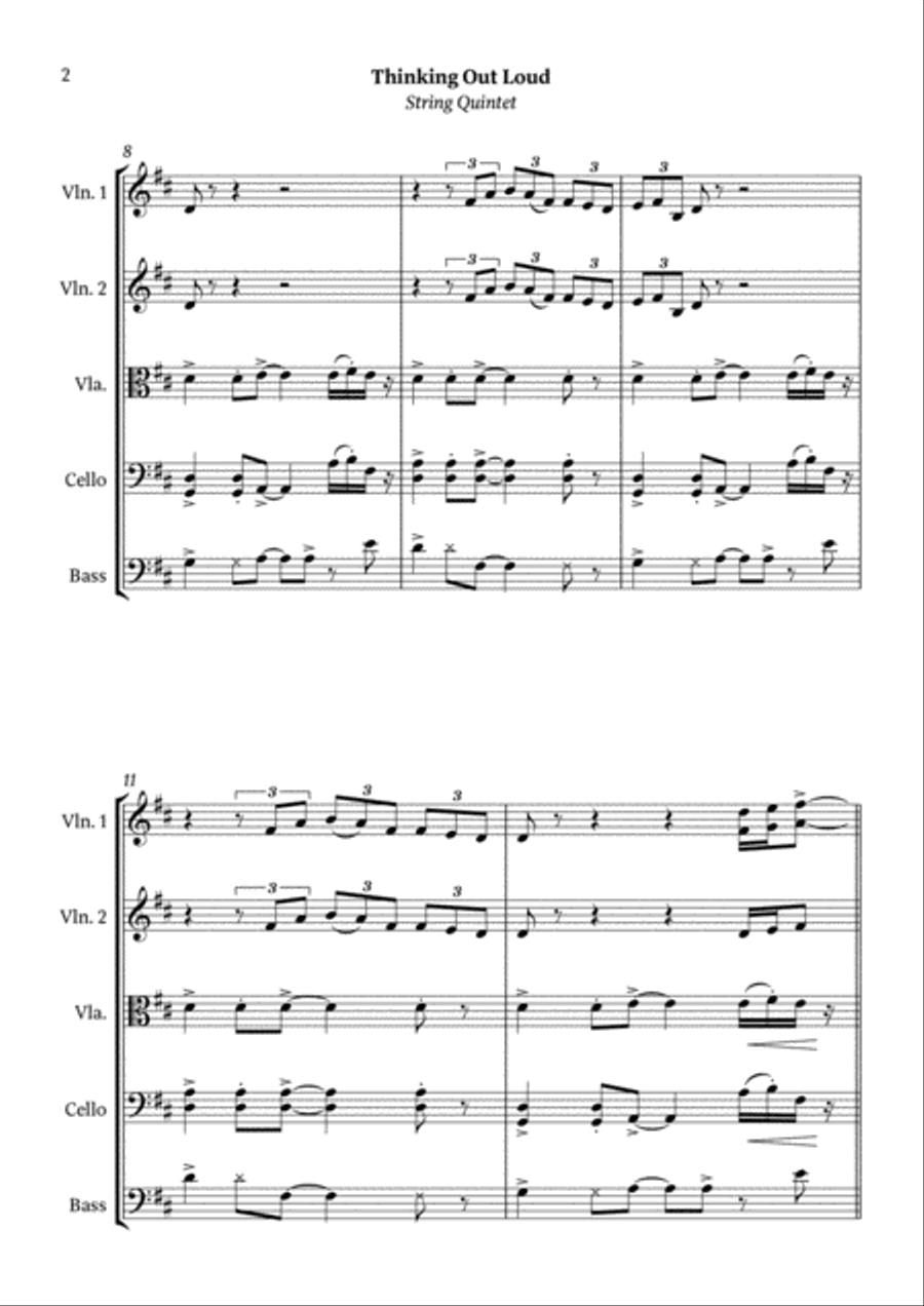 Thinking Out Loud String Quartet scores gallery preview page 3