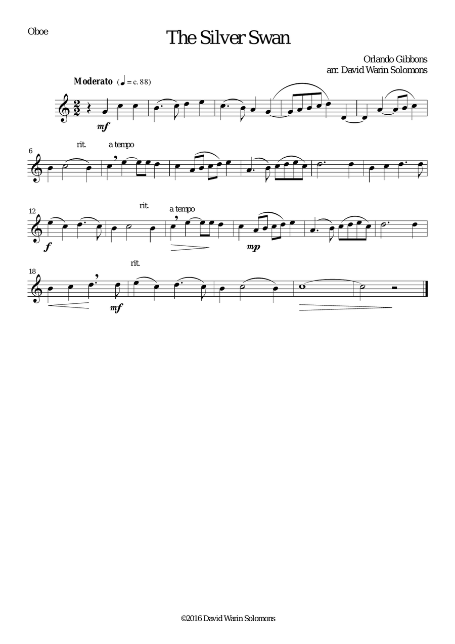 The Silver Swan for wind quintet Woodwind Quintet scores gallery preview page 4