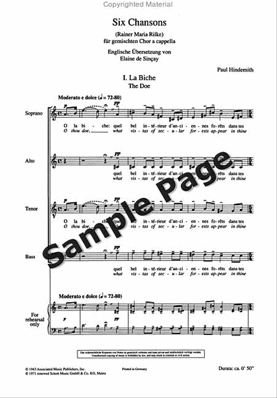 6 Chansons (Complete) 4-Part scores gallery preview page 3