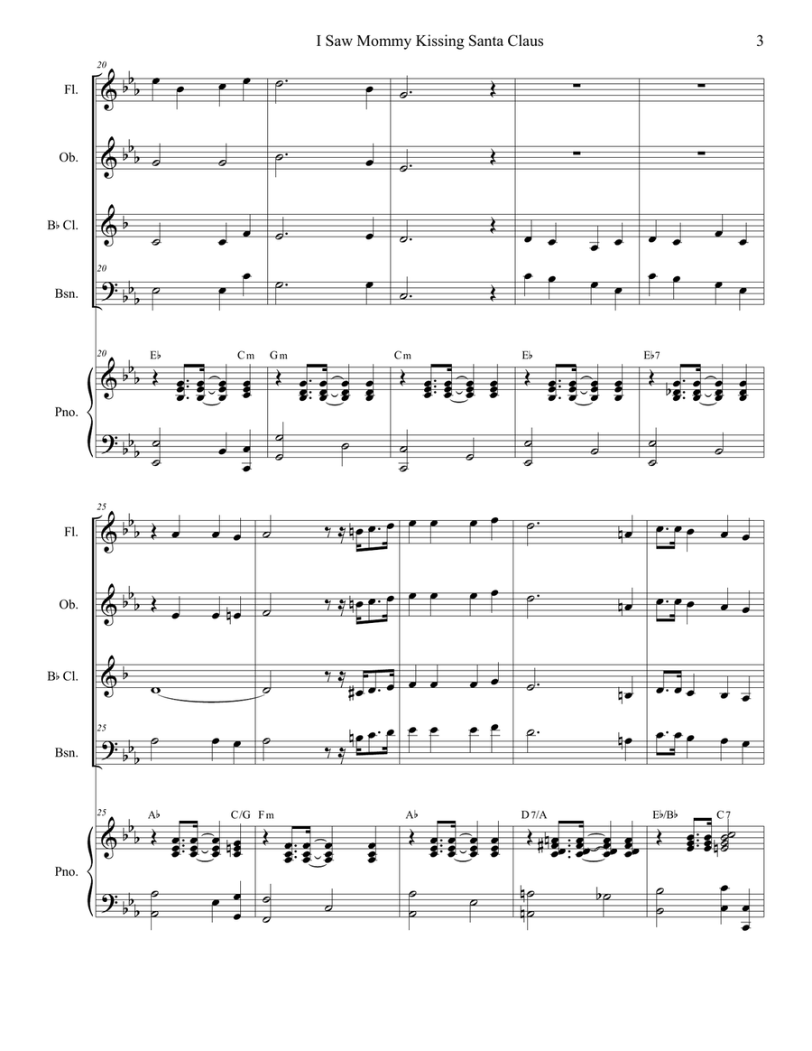 I Saw Mommy Kissing Santa Claus Woodwind Quartet scores gallery preview page 3