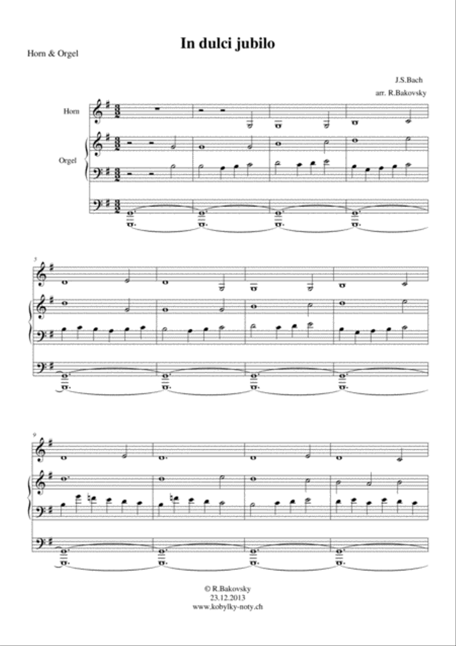Johann Michael Bach: In Dulci Jubilo, for Horn and Organ Horn scores gallery preview page 3