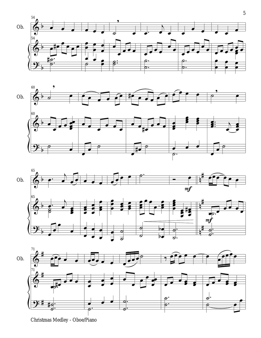 CHRISTMAS JOY MEDLEY (Oboe/Piano and Oboe Part) Piano scores gallery preview page 5