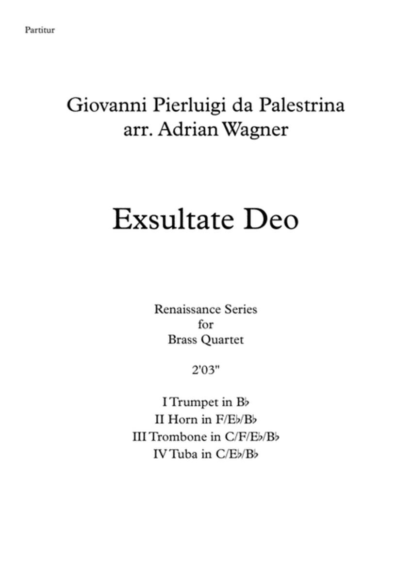 "Exsultate Deo" (Giovanni Pierluigi da Palestrina) Brass Quartet arr. Adrian Wagner image number null