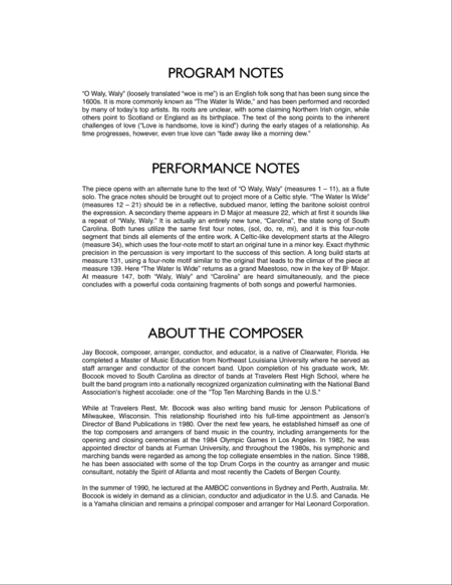 O Waly Waly (A Rhapsody For Band) - Conductor Score (Full Score) Concert Band scores gallery preview page 2
