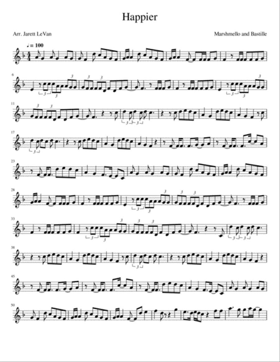 Happier Happier Violin Solo scores gallery preview page 1