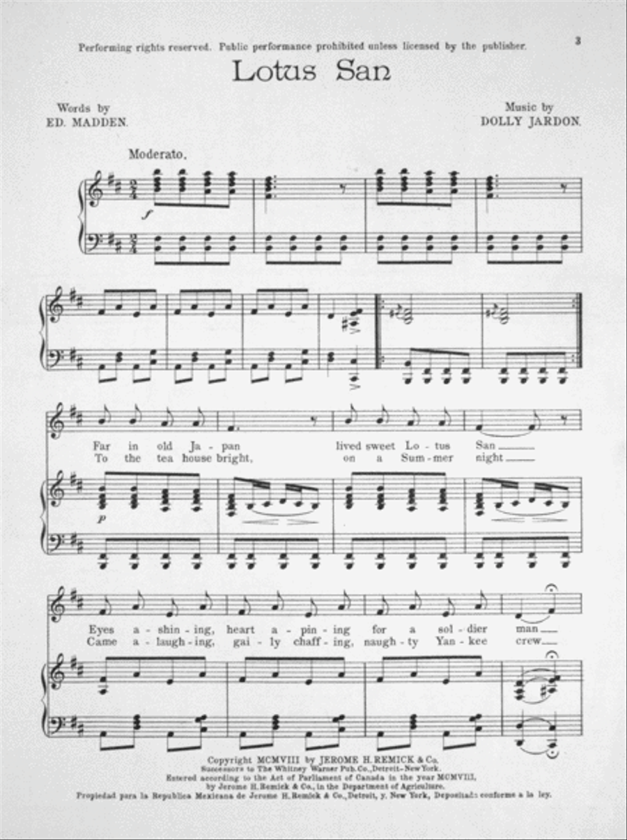 Lotus San. A Japanese Romance Song Voice scores gallery preview page 2